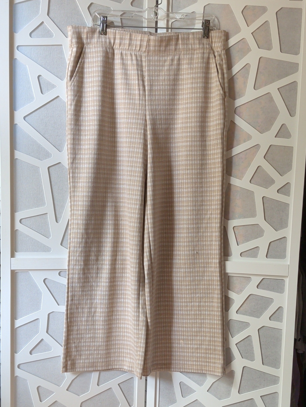 Jules & Leopold Beige Plaid Wide-Leg Pants